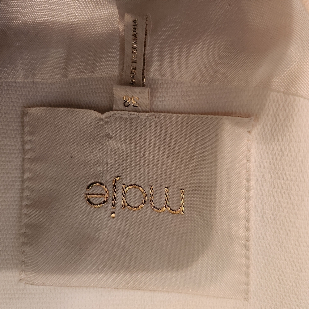 Elegant Maje White Blazer Open front v Neck Fashion. Layering - Picture 8 of 9